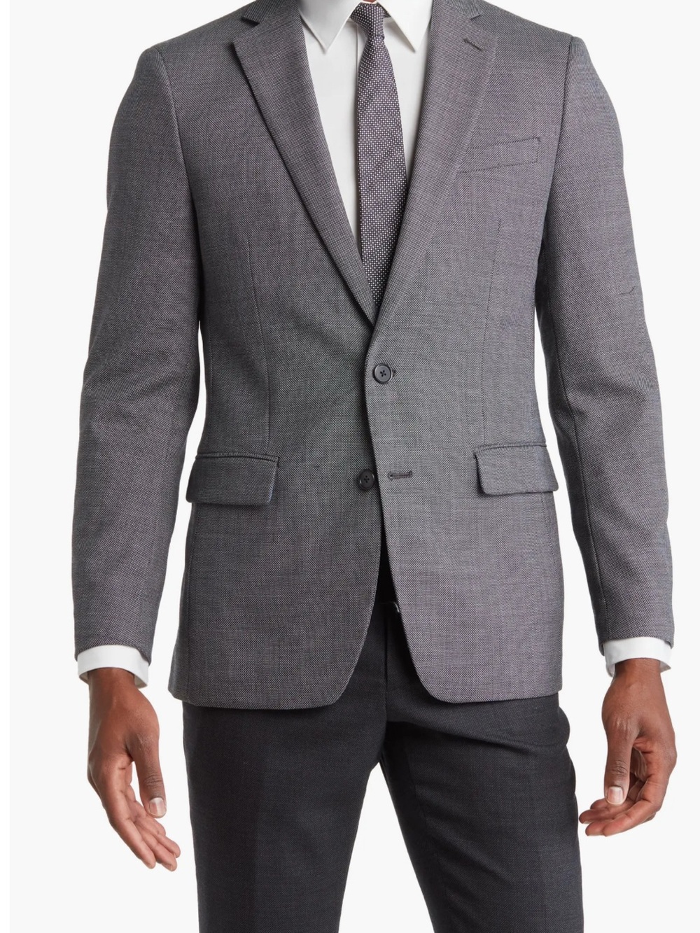 Original Penguin Men's Gray Two-Button Notch Lapel Blazer